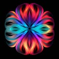 Abstract Flower Vector Illustration: Bold Colorful Lines On Black Background Royalty Free Stock Photo