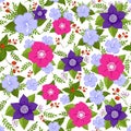 Abstract flower vector seamless background. Summer floral endless pattern