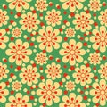 Abstract Flower Vector Seamless Pattern in Midcentury Style Geometric Springtime Pattern