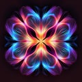 Vibrant Neon Psychedelic Flower Abstract Illustration Royalty Free Stock Photo