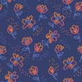 Abstract flowers doodle seamless pattern Royalty Free Stock Photo