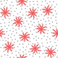 Abstract flowers drawn by hand. Polka dot. Floral seamless pattern. Sketch, doodle. Royalty Free Stock Photo