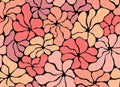 Abstract flowers endless background in trendy naive Matisse art style