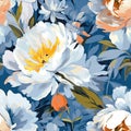 Abstract flowers painting, seamless floral pattern. Generative AI Royalty Free Stock Photo