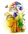 Abstract flowers plant painting, vector