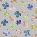 Abstract flowers repeat seamless pattern. Watercolor and digital hand-drawn pattern. mixed media. Royalty Free Stock Photo