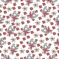 Abstract flowers seamless pattern, floral background. Fantasy multicolored simple on a white backdrop. For the design Royalty Free Stock Photo