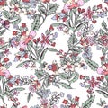 Abstract flowers seamless pattern, floral background. Fantasy multicolored on a white backdrop. For the design of the Royalty Free Stock Photo