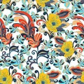 Abstract flowers seamless pattern, vector floral background