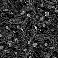 Abstract flowers seamless pattern, vector floral black and white contour background Royalty Free Stock Photo