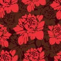 Abstract flowers seamless pattern. Vintage floral background. Red buds on a burgundy . For the fabric design, wallpaper, wrap Royalty Free Stock Photo