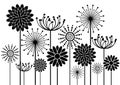 Abstract flowers silhouettes background