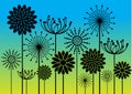 Abstract flowers silhouettes background