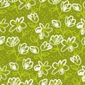 Abstract flowers sketch seamless pattern