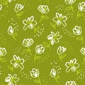 Abstract flowers sketch seamless pattern