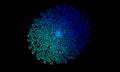Abstract flowing background. Biological concept with dotted particles shape microscopic virus