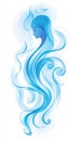 Abstract Flowing Blue Smoke on White Background, Design Element with Undulating Curves Royalty Free Stock Photo