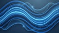 Abstract flowing blue waves with glowing highlights on a dark background Royalty Free Stock Photo
