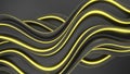 Abstract flowing dark gray and yellow wavy lines forming a dynamic background Royalty Free Stock Photo