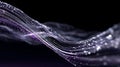 Abstract flowing data streams with purple and white particles on a dark background, high resolution Royalty Free Stock Photo