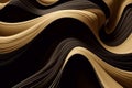 Abstract flowing fabric background. Black and gold colors. Generative AI. Royalty Free Stock Photo