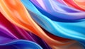 Abstract flowing fabric waves in vibrant orange purple and blue gradient colors background Royalty Free Stock Photo