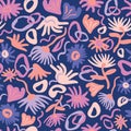 Abstract flowing floral, blooms, leaves and circles. Great for home decor, wrapping, fashion, scrapbooking, wallpaper