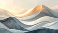 Abstract flowing forms of muted grey and soft white with warm golden highlights and textured mountainous shapes Royalty Free Stock Photo