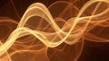 Abstract flowing golden waves with glowing particles on a dark background Royalty Free Stock Photo