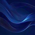 Abstract flowing lines and dots forming waves on a dark blue background image photo Royalty Free Stock Photo