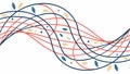 Abstract Flowing Lines with Dots, Dynamic Connection, vector design Generative AI Royalty Free Stock Photo
