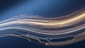 Abstract flowing lines of light and data in gold and blue on dark background image Royalty Free Stock Photo