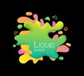 Abstract flowing liquid elements, colorful forms, dynamic geometric shapes, gradient waves, vector banner on black Royalty Free Stock Photo