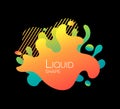 Abstract flowing liquid elements, colorful forms, dynamic geometric shapes, gradient waves, vector banner on black Royalty Free Stock Photo