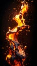 Abstract Flowing Liquid Fire Texture with Splashes on Dark Background Royalty Free Stock Photo