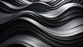 Abstract flowing metallic waves, grayscale 3D rendering, modern background design. Royalty Free Stock Photo