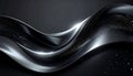 Abstract flowing metallic waves with sparkling glitter particles on a dark background liquid Royalty Free Stock Photo