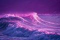 Abstract flowing neon wave purple background Royalty Free Stock Photo
