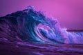 Abstract flowing neon wave purple background Royalty Free Stock Photo