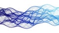 Abstract flowing network of intricate blue and light blue lines creating a dynamic wave pattern on a clean white Royalty Free Stock Photo