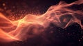 Abstract Flowing Particle Wave Grid Glowing Orange. Futuristic Digital Data Visualization Background with Bokeh Effect Royalty Free Stock Photo