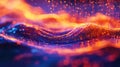 Abstract flowing particle waves creating digital science background Royalty Free Stock Photo