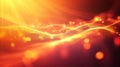 Golden abstract flowing particle waves radiating light technology Royalty Free Stock Photo