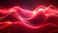 Flowing Red Abstract Waves with Glowing Lines and Fine Particle Dust image photo Royalty Free Stock Photo