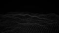Abstract flowing smooth surface fractal waves background. Grid, mesh of dots