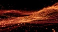 Abstract flowing wave connecting orange data particles Royalty Free Stock Photo