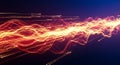 Abstract flowing wave of luminous particles creating a dynamic energetic light trails pattern Royalty Free Stock Photo