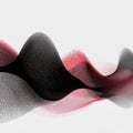 Abstract flowing wave made of dotted particles in black, red, and gray on white background, representing data visualization. Royalty Free Stock Photo