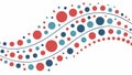 Abstract Flowing Wave of Red and Blue Dots, vector design Generative AI Royalty Free Stock Photo