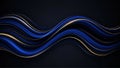 Abstract flowing waves of electric blue and gold light trails on a dark background Royalty Free Stock Photo